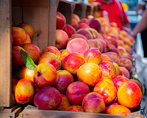 Image of peaches at a farmer's market