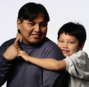 Native American father and son