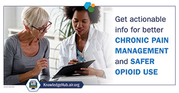 A health professional meets with a patient. Patients need to get actionable information for better chronic pain management and safer opioid use.