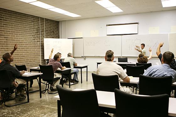 Adult students in a classroom