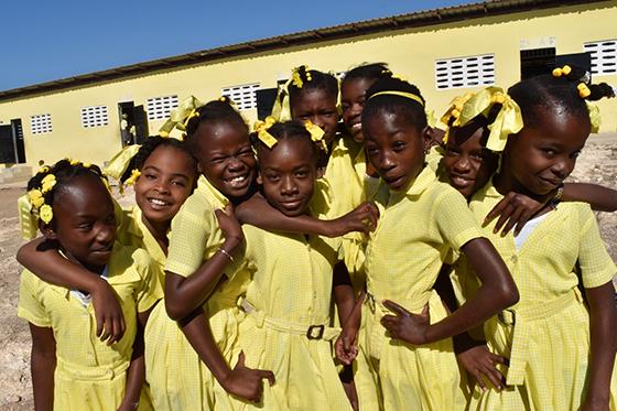 Haitian schoolgirls laughing