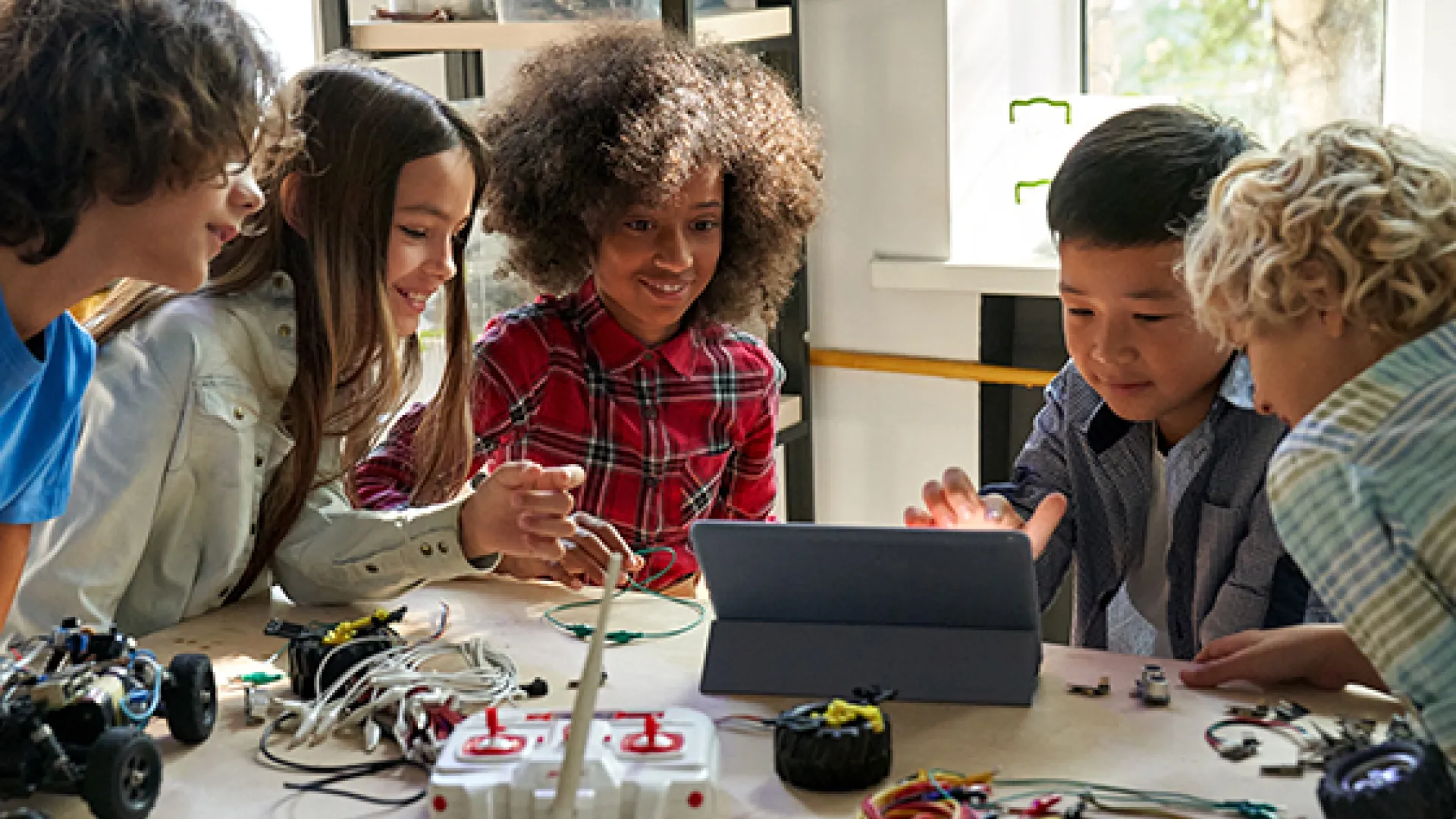 Kids working on a STEM project