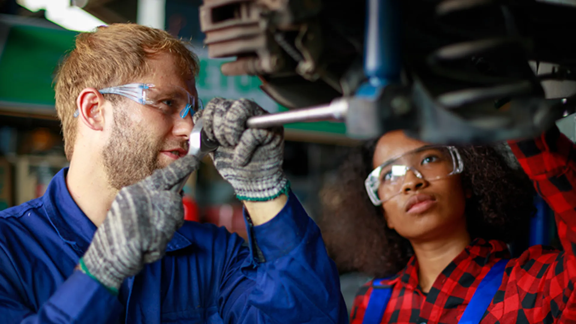 Man and woman technical apprentices