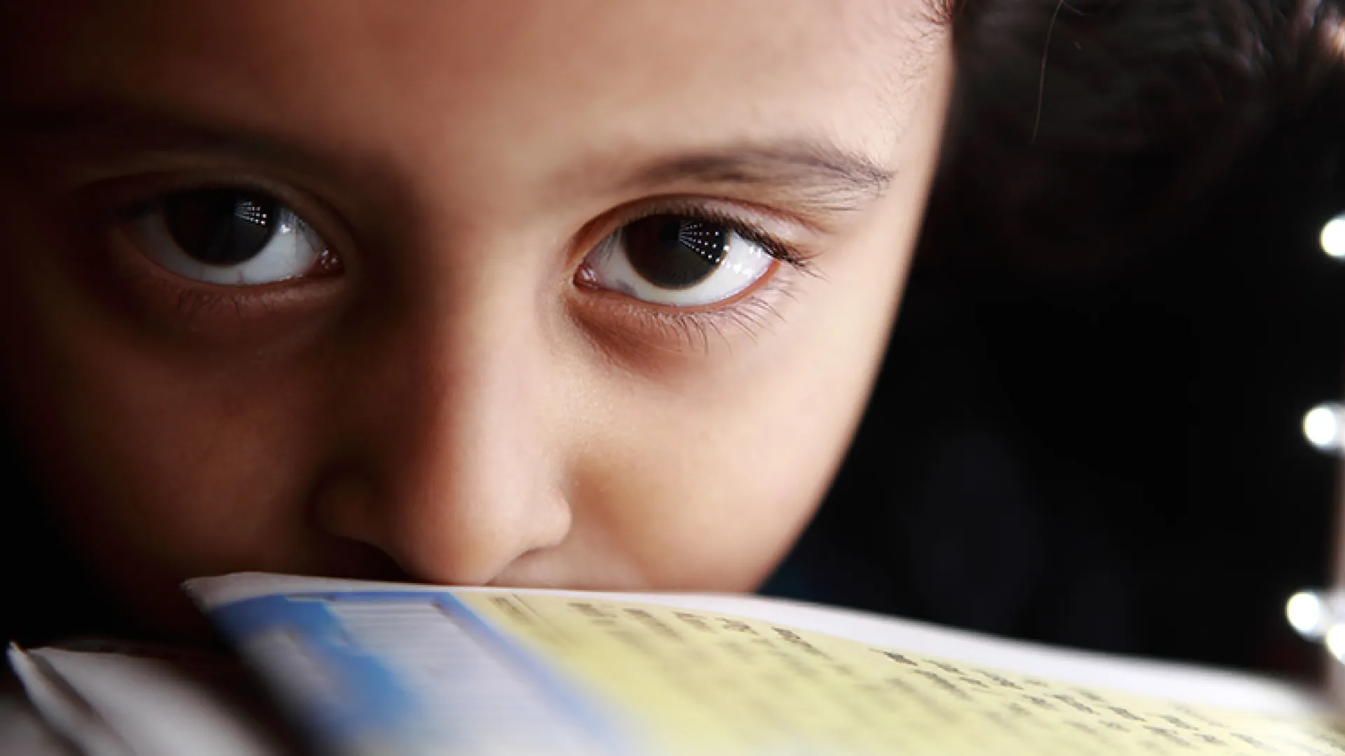 Closeup of face of a refugee girl