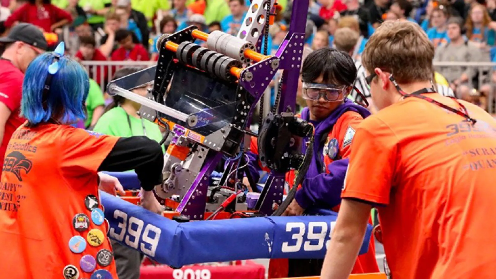 students in robotics competition