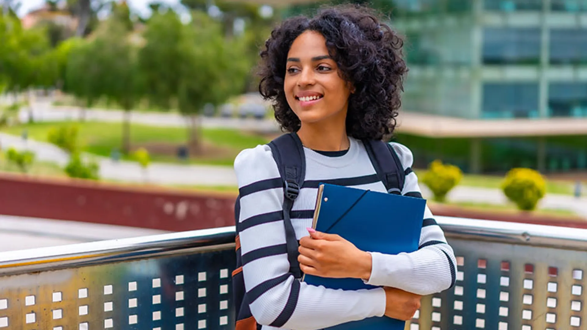 College student with books on campus