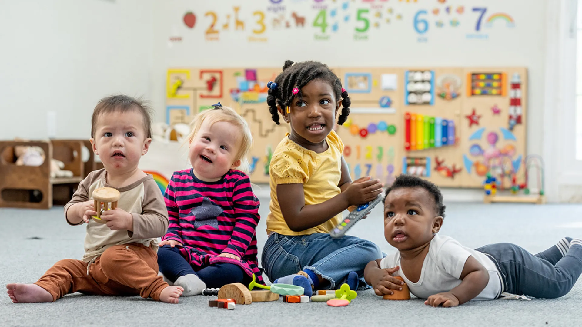Preschool kids in a classroom