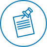 Icon showing paper and pushpin