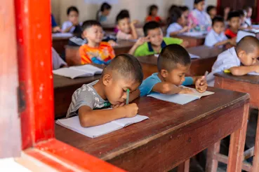 Lao boys at schooldesk