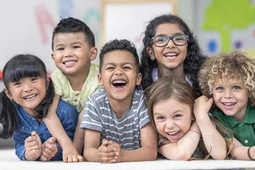 Diverse group of happy young kids