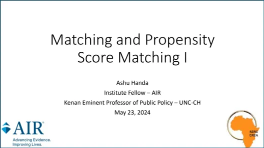 Matching and propensity webinar screenshot