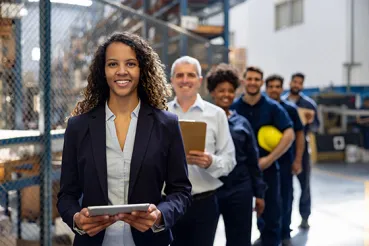 Group of coworkers in a factory