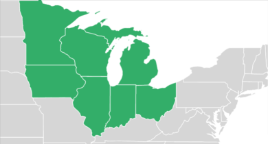 Map of REL Midwest region