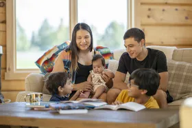 American Indian family with small children at home