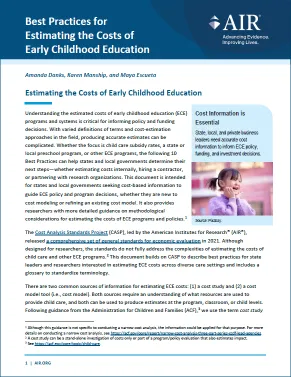 ECE cost study brief cover