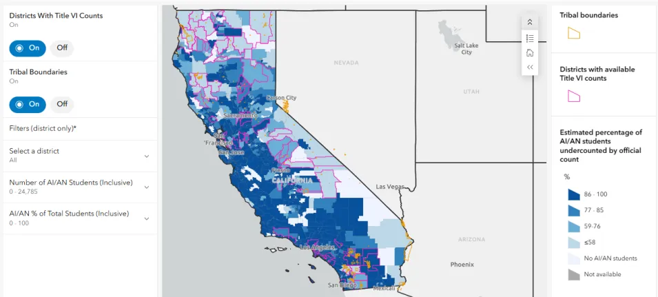 California Indigenous Students Count map