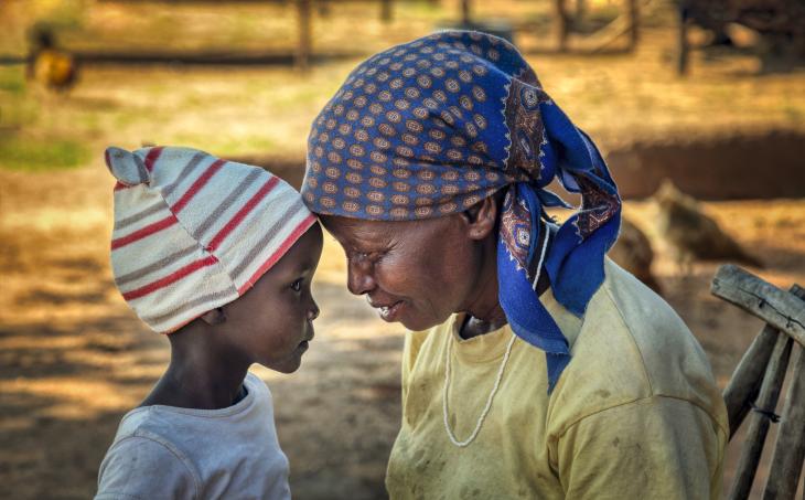 African granny together with her granddaughter