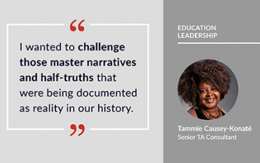Image of graphic featuring a quote from Tammie Causey-Konate
