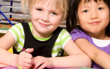 Two kindergarten girls