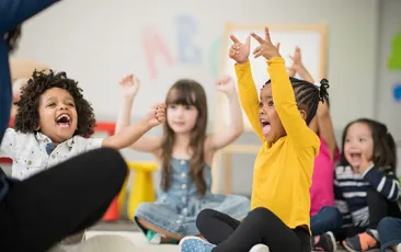 Excited kindergarten children