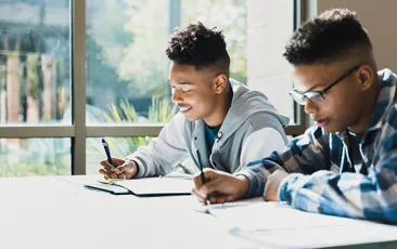 High school students studying together