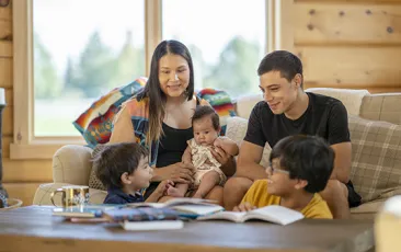 American Indian family with small children at home