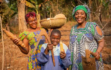 Group of African farmers have fun in the fields