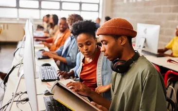 Adult students in computer science class