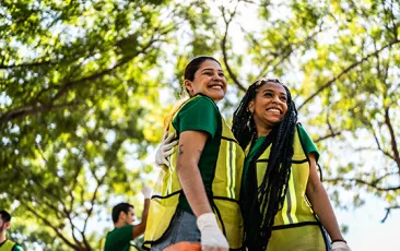 Recyclers women celebration after cleaning the public park