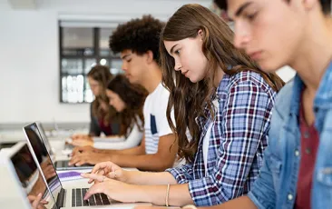 College students at laptops
