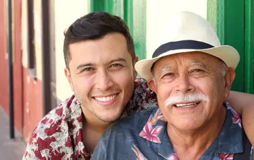 Hispanic father and son