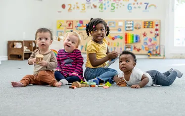 Diverse preschoolers in a classroom