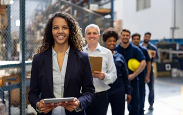Group of coworkers in a factory