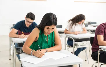 High school students taking a standardized test