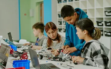 Kids working on a science experiment