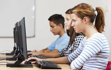 High school students in computer class