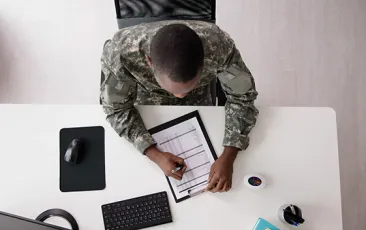 Solder working on a document