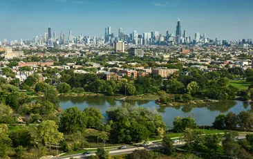 Aerial photo of downtown Chicago