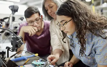 Students working on a tech project
