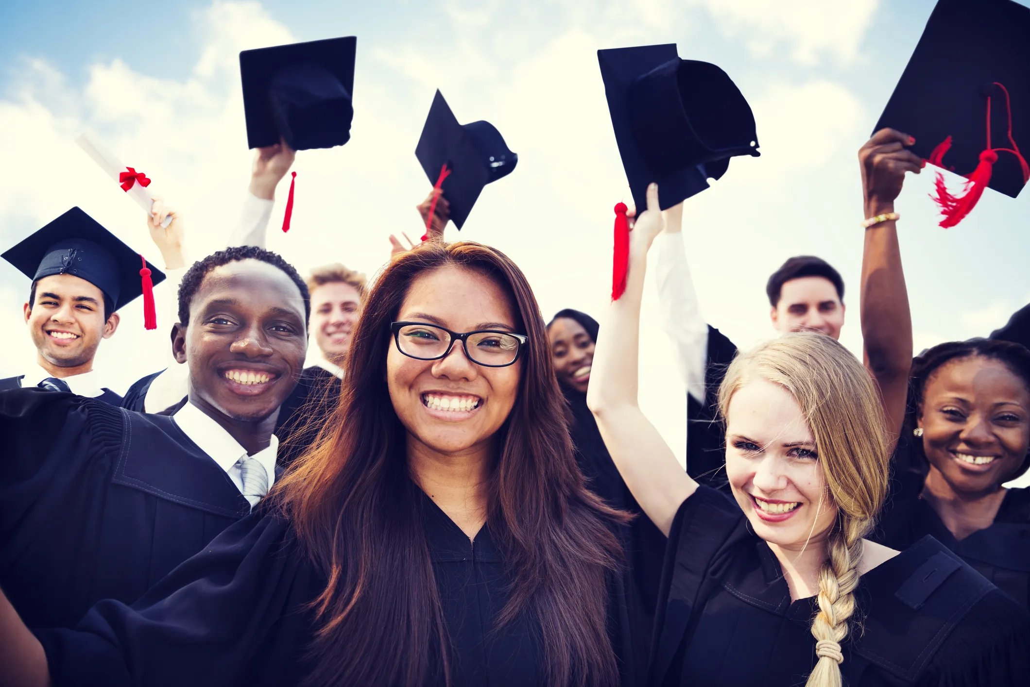 College graduates in caps and gowns