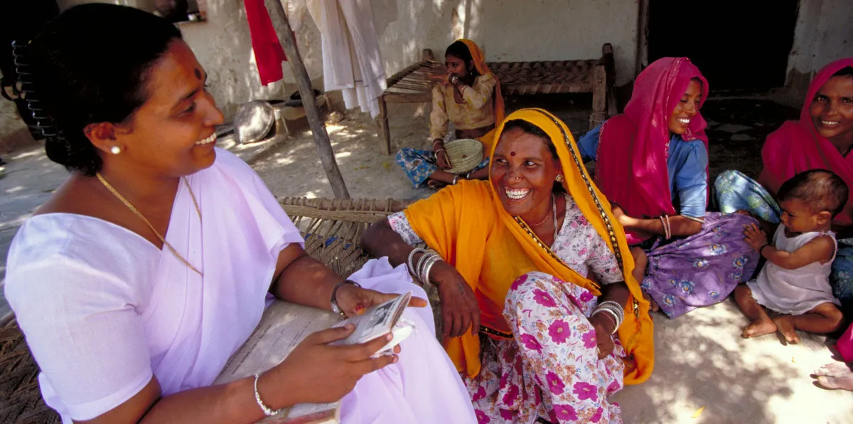 Women in India talking and laughing