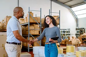 Partner and supplier shaking hands