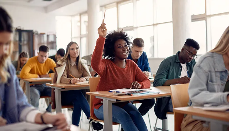 Young adult students in class