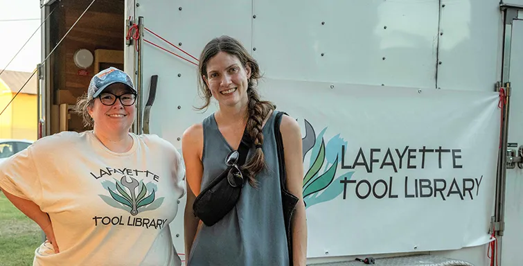 Allison Nederveld volunteering at the Lafayette Tool Library