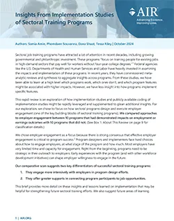 thumbnail image for Insights From Implementation Studies of Sectoral Training Programs