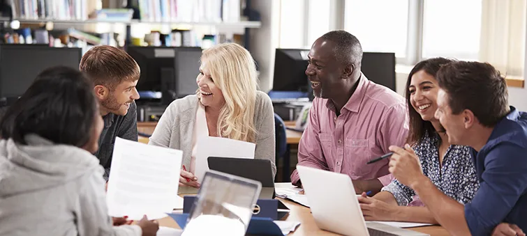 Adults studying together