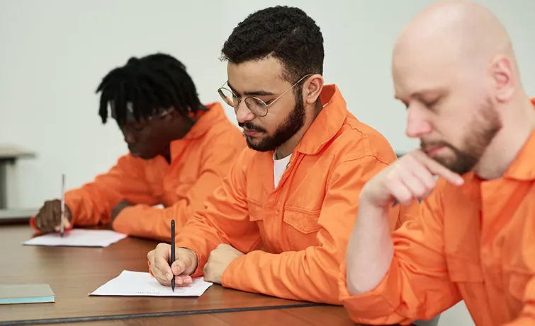 Prisoners in a classroom