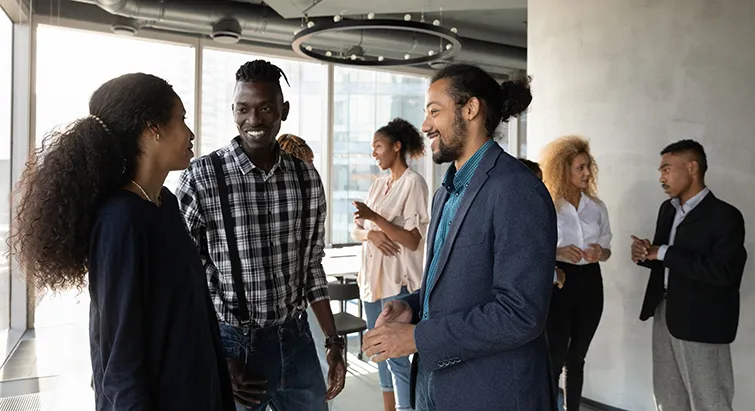 Young coworkers at an office gathering