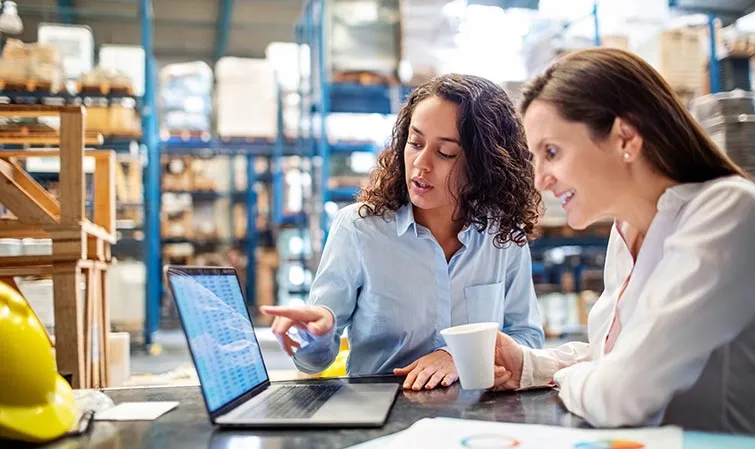 Coworkers in a warehouse