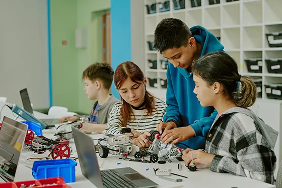 Kids working on a science experiment